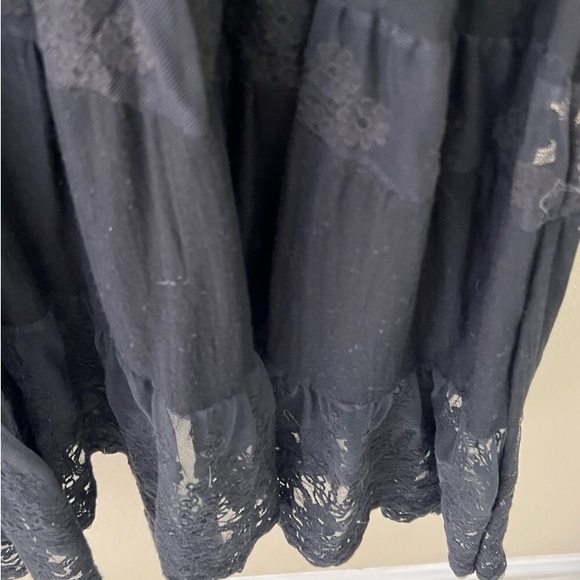NWT TULLE & BATISTE midi black lace dress XL Sz 14-16 cinch waist v-neck - Picture 8 of 9